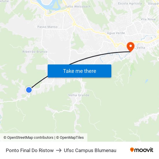 Ponto Final Do Ristow to Ufsc Campus Blumenau map