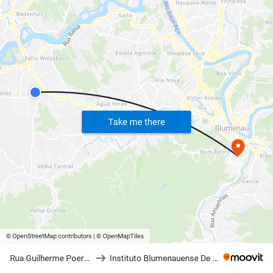 Rua Guilherme Poerner, 236-440 to Instituto Blumenauense De Ensino Superior map