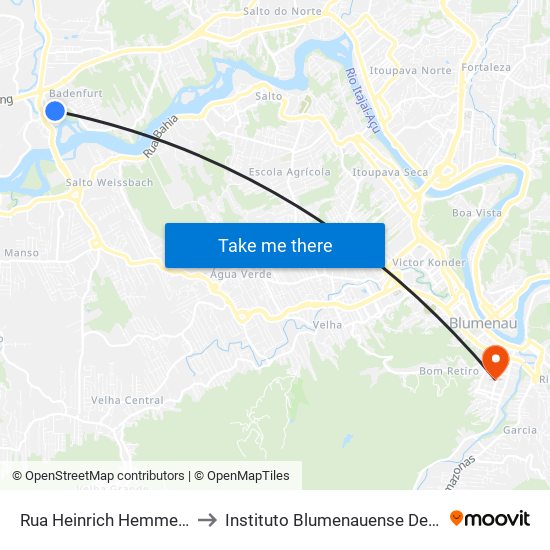 Rua Heinrich Hemmer, 2861-2879 to Instituto Blumenauense De Ensino Superior map
