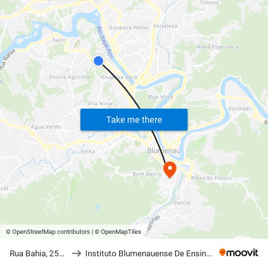 Rua Bahia, 250-258 to Instituto Blumenauense De Ensino Superior map