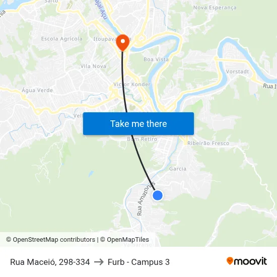 Rua Maceió, 298-334 to Furb - Campus 3 map