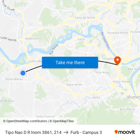 Tipo Nao D R Inom 3861, 214 to Furb - Campus 3 map