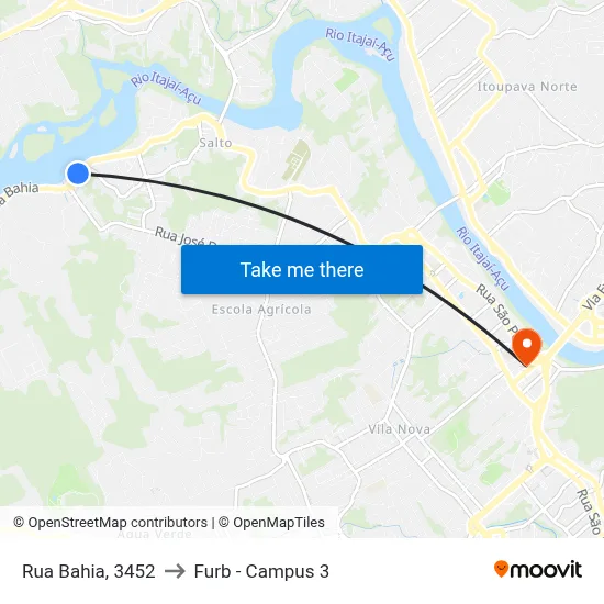 Rua Bahia, 3452 to Furb - Campus 3 map