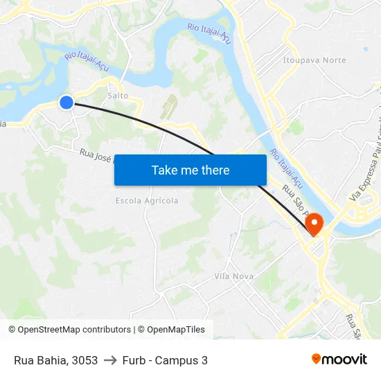 Rua Bahia, 3053 to Furb - Campus 3 map