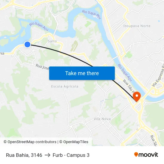 Rua Bahia, 3146 to Furb - Campus 3 map