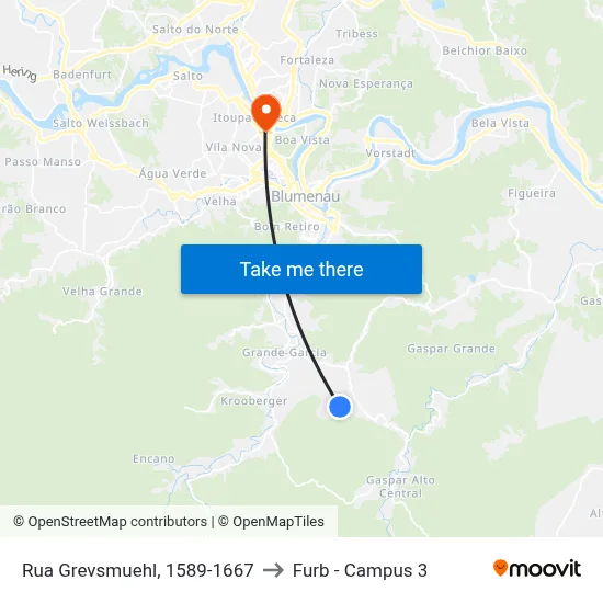Rua Grevsmuehl, 1589-1667 to Furb - Campus 3 map