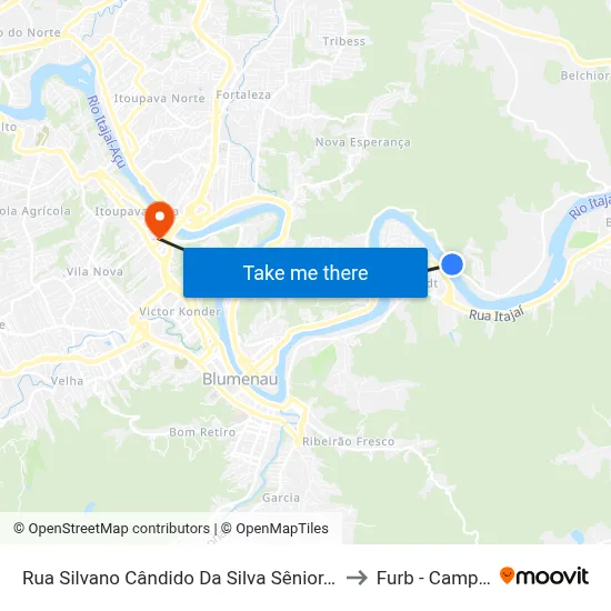 Rua Silvano Cândido Da Silva Sênior, 652-772 to Furb - Campus 3 map
