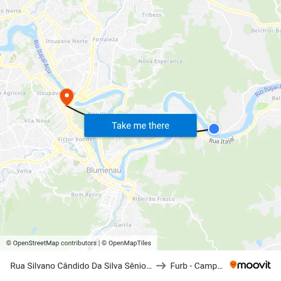 Rua Silvano Cândido Da Silva Sênior, 3065 to Furb - Campus 3 map