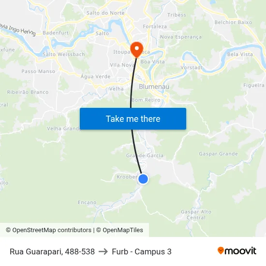 Rua Guarapari, 488-538 to Furb - Campus 3 map