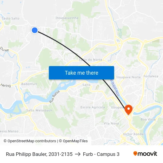 Rua Philipp Bauler, 2031-2135 to Furb - Campus 3 map