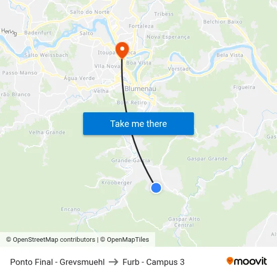 Ponto Final - Grevsmuehl to Furb - Campus 3 map