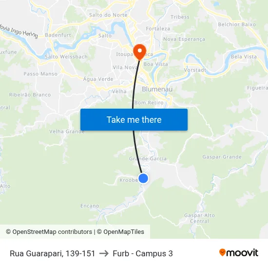 Rua Guarapari, 139-151 to Furb - Campus 3 map