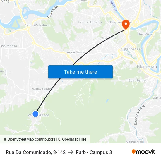 Rua Da Comunidade, 8-142 to Furb - Campus 3 map
