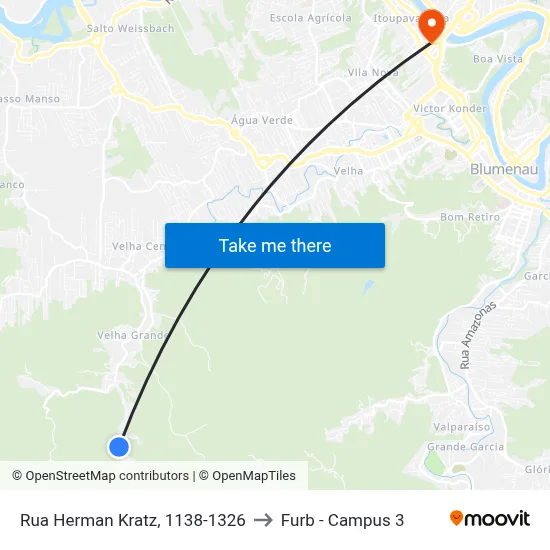 Rua Herman Kratz, 1138-1326 to Furb - Campus 3 map
