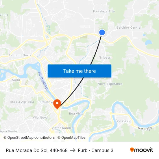 Rua Morada Do Sol, 440-468 to Furb - Campus 3 map