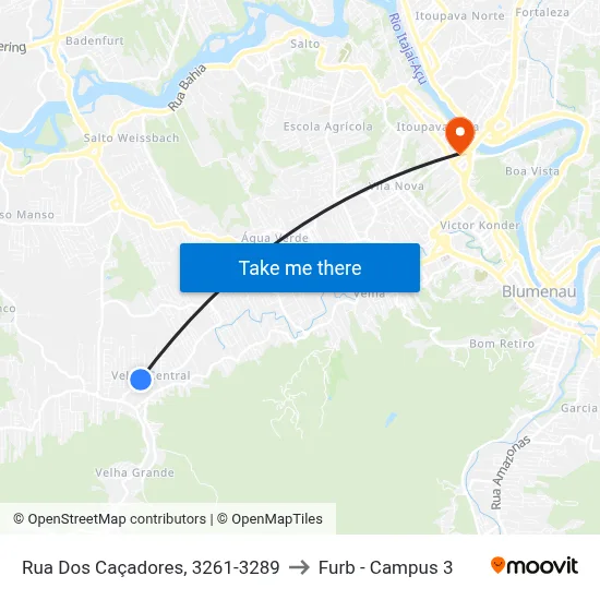 Rua Dos Caçadores, 3261-3289 to Furb - Campus 3 map