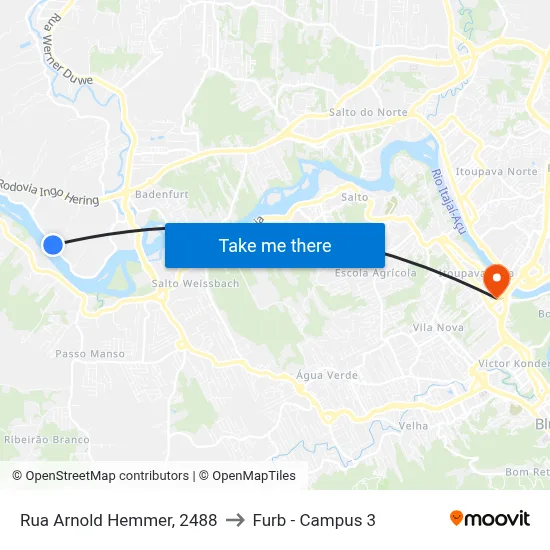 Rua Arnold Hemmer, 2488 to Furb - Campus 3 map