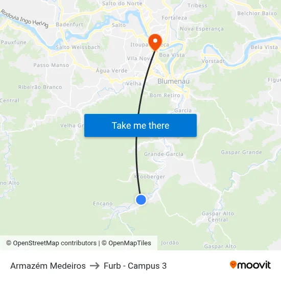 Armazém Medeiros to Furb - Campus 3 map