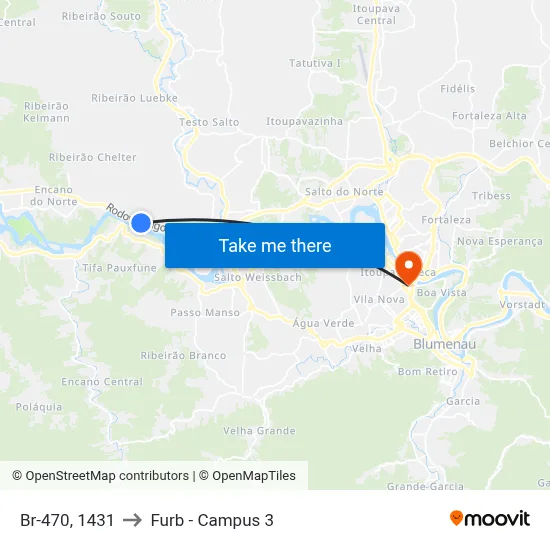 Br-470, 1431 to Furb - Campus 3 map