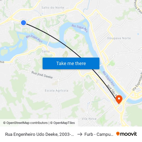 Rua Engenheiro Udo Deeke, 2003-2049 to Furb - Campus 3 map