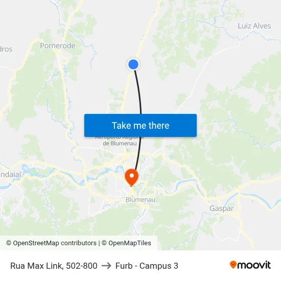 Rua Max Link, 502-800 to Furb - Campus 3 map