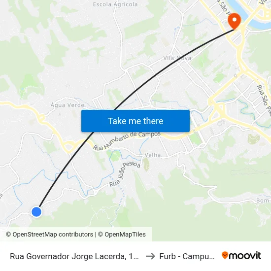 Rua Governador Jorge Lacerda, 1435 to Furb - Campus 3 map