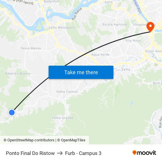 Ponto Final Do Ristow to Furb - Campus 3 map