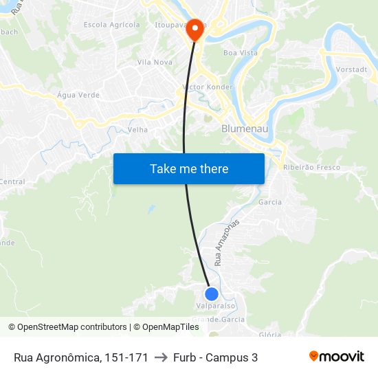 Rua Agronômica, 151-171 to Furb - Campus 3 map