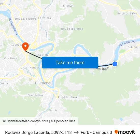 Rodovia Jorge Lacerda, 5092-5118 to Furb - Campus 3 map