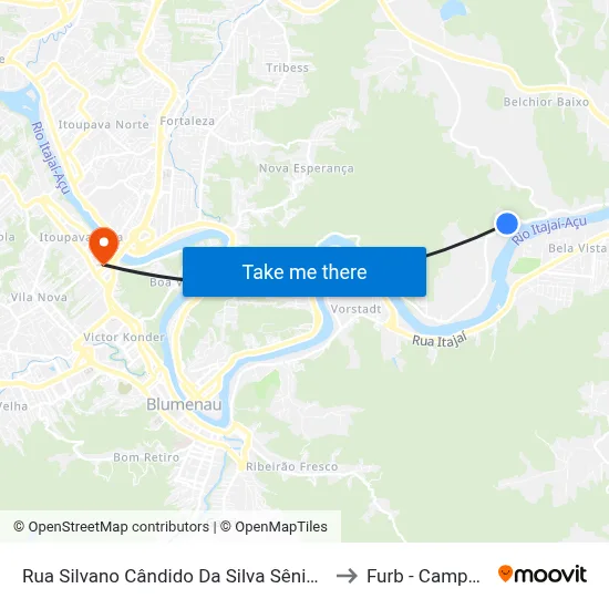 Rua Silvano Cândido Da Silva Sênior, 656 to Furb - Campus 3 map