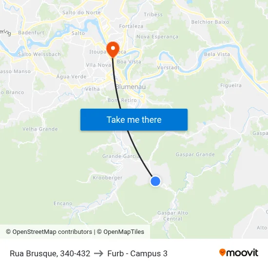 Rua Brusque, 340-432 to Furb - Campus 3 map