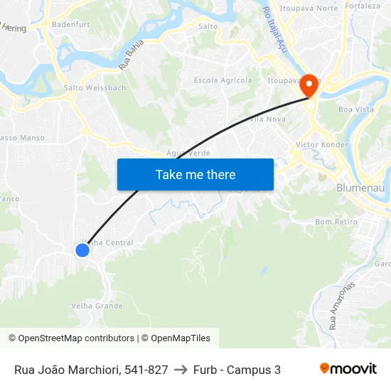 Rua João Marchiori, 541-827 to Furb - Campus 3 map