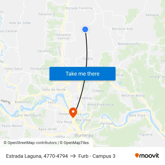 Estrada Laguna, 4770-4794 to Furb - Campus 3 map