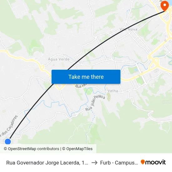 Rua Governador Jorge Lacerda, 188 to Furb - Campus 3 map
