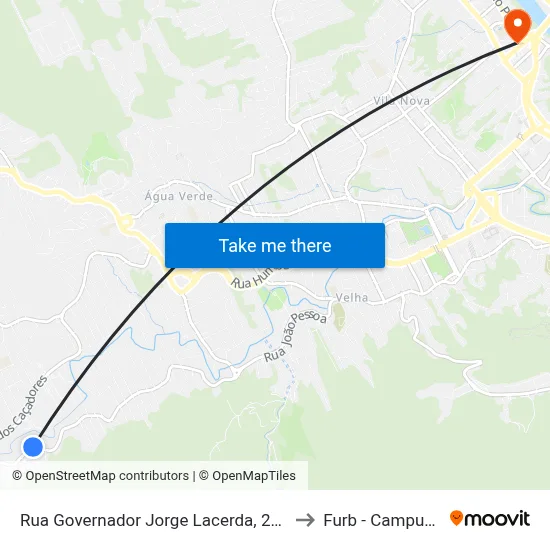Rua Governador Jorge Lacerda, 2365 to Furb - Campus 3 map