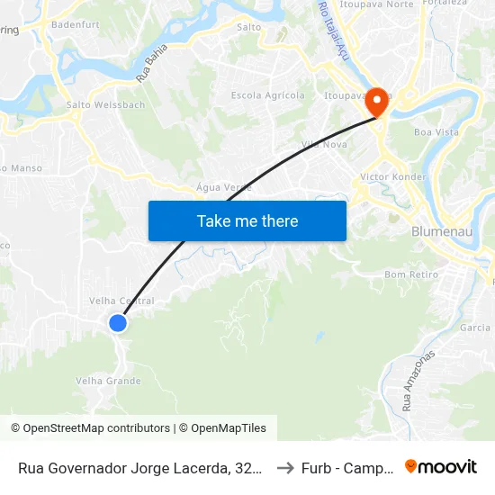 Rua Governador Jorge Lacerda, 3200-3288 to Furb - Campus 3 map