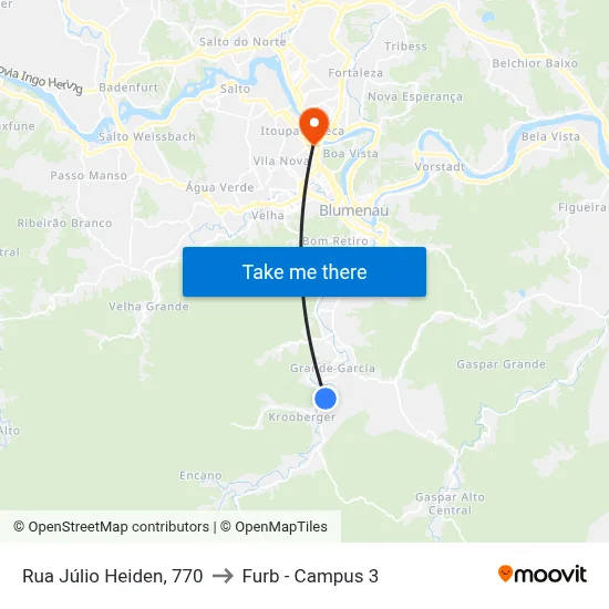 Rua Júlio Heiden, 770 to Furb - Campus 3 map