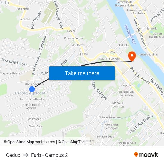 Cedup to Furb - Campus 2 map