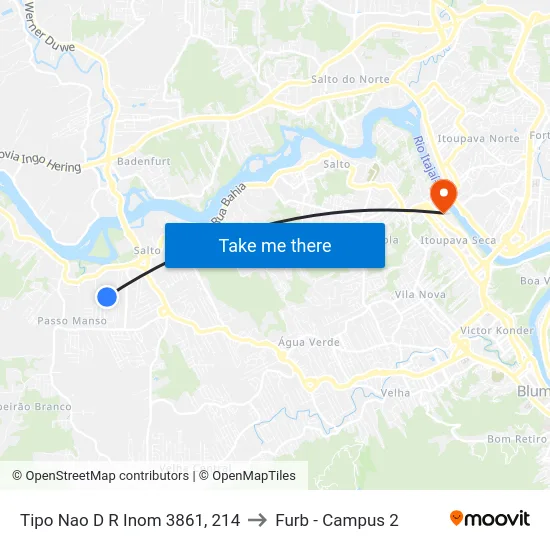 Tipo Nao D R Inom 3861, 214 to Furb - Campus 2 map