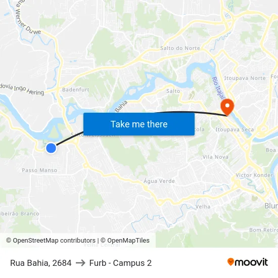 Rua Bahia, 2684 to Furb - Campus 2 map