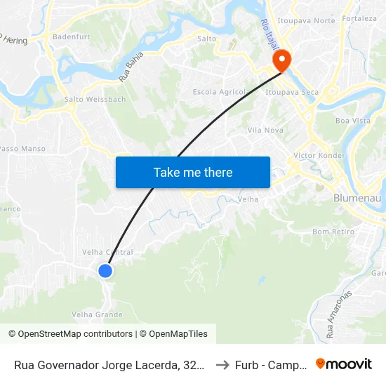 Rua Governador Jorge Lacerda, 3271-3293 to Furb - Campus 2 map