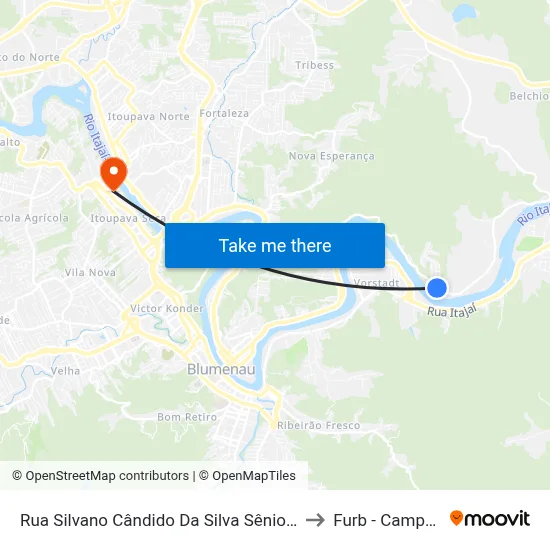 Rua Silvano Cândido Da Silva Sênior, 3065 to Furb - Campus 2 map