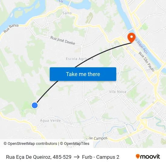 Rua Eça De Queiroz, 485-529 to Furb - Campus 2 map