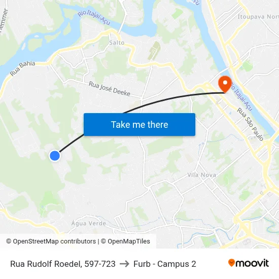 Rua Rudolf Roedel, 597-723 to Furb - Campus 2 map