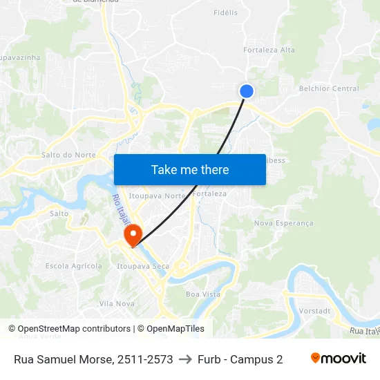 Rua Samuel Morse, 2511-2573 to Furb - Campus 2 map