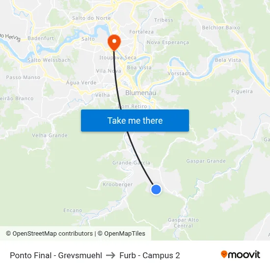 Ponto Final - Grevsmuehl to Furb - Campus 2 map