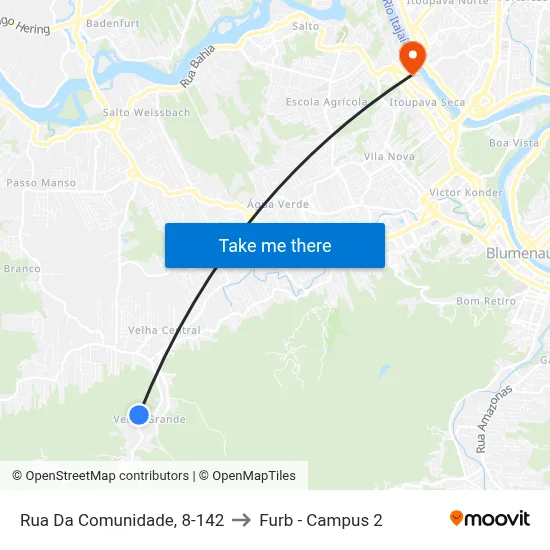 Rua Da Comunidade, 8-142 to Furb - Campus 2 map