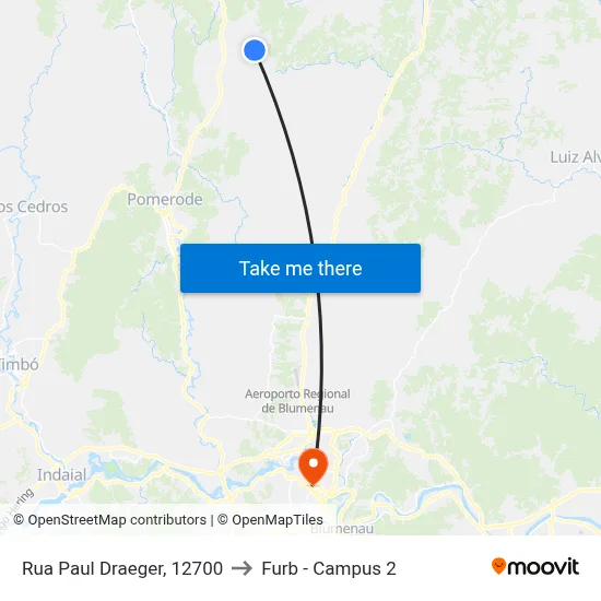 Rua Paul Draeger, 12700 to Furb - Campus 2 map