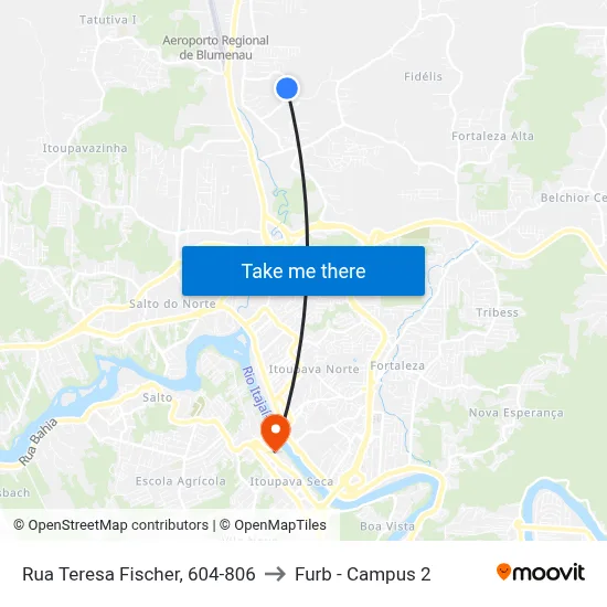 Rua Teresa Fischer, 604-806 to Furb - Campus 2 map