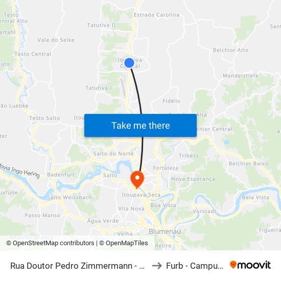 Rua Doutor Pedro Zimmermann - Weg to Furb - Campus 2 map